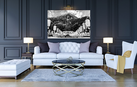 Blue Living Room With Buddha's Birthday